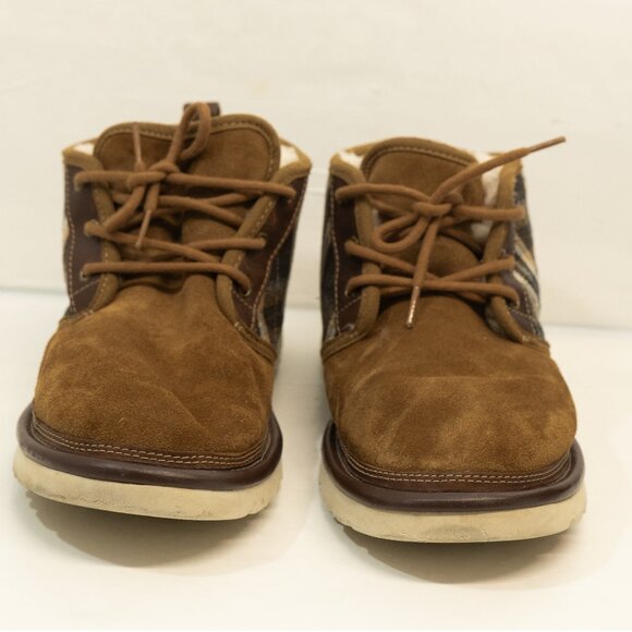 Ugg Pendleton Boot Neumel Brown Leather Plaid Sherpa Hard Sole Chukka Pull On - Picture 7 of 16